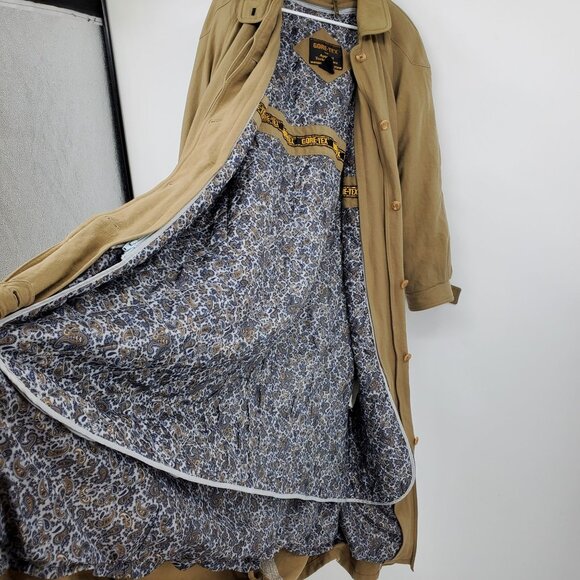 Gore Tex by Apparel Technologies Belted Long Women's Khaki Trench Jacket Coat 10 - Picture 5 of 16